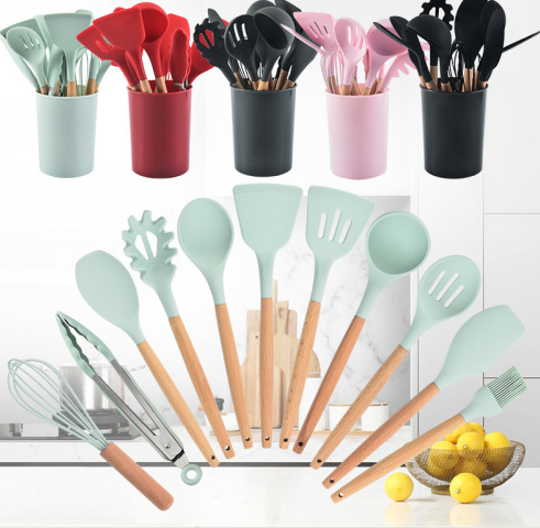 木柄硅胶厨具12件套